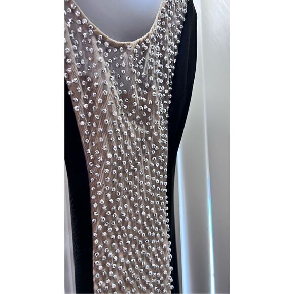 XSCAPE BEAUTIFUL LONG EVENING DRESS WOMENS SIZE 6 BLACK RHINESTONES TRIM NEW - Picture 7 of 11